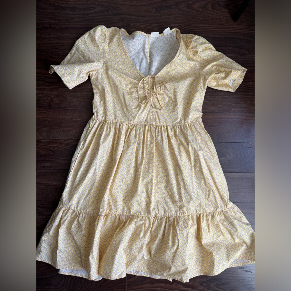 Levi's Yellow Floral Lace-Up Mini Dress